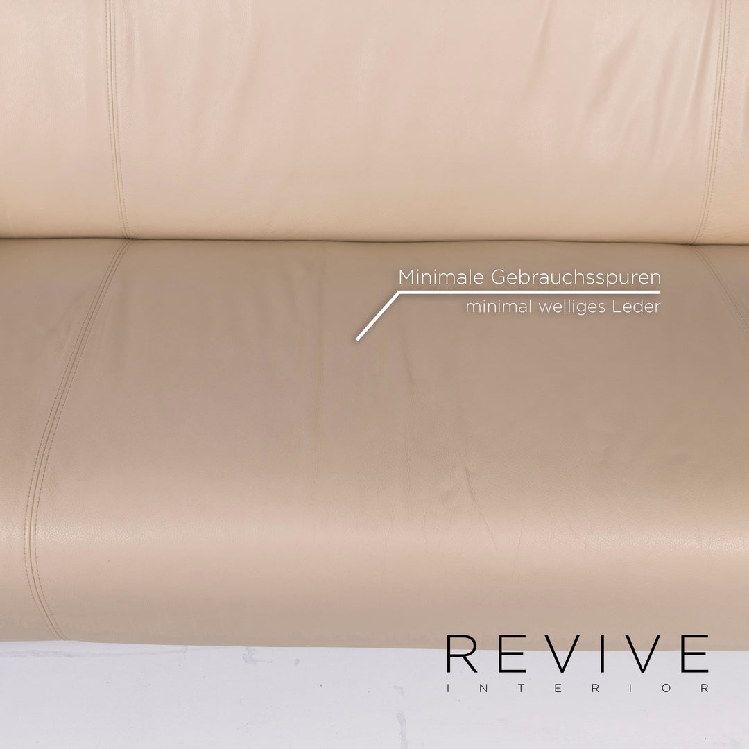Rolf Benz 322 Leder Sofa Garnitur Beige Dreisitzer Zweisitzer Hocker #10830
