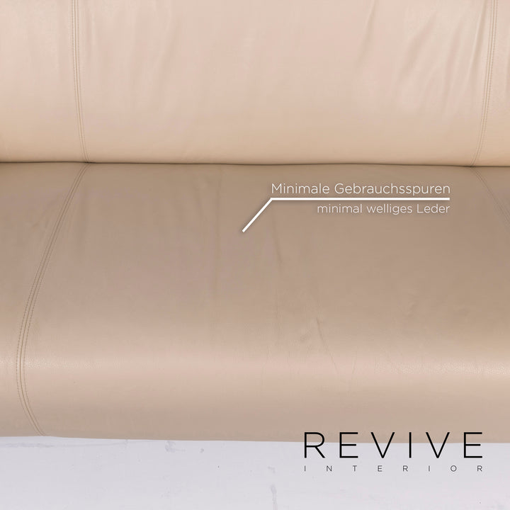 Rolf Benz 322 Leder Sofa Garnitur Beige Dreisitzer Zweisitzer Hocker #10830