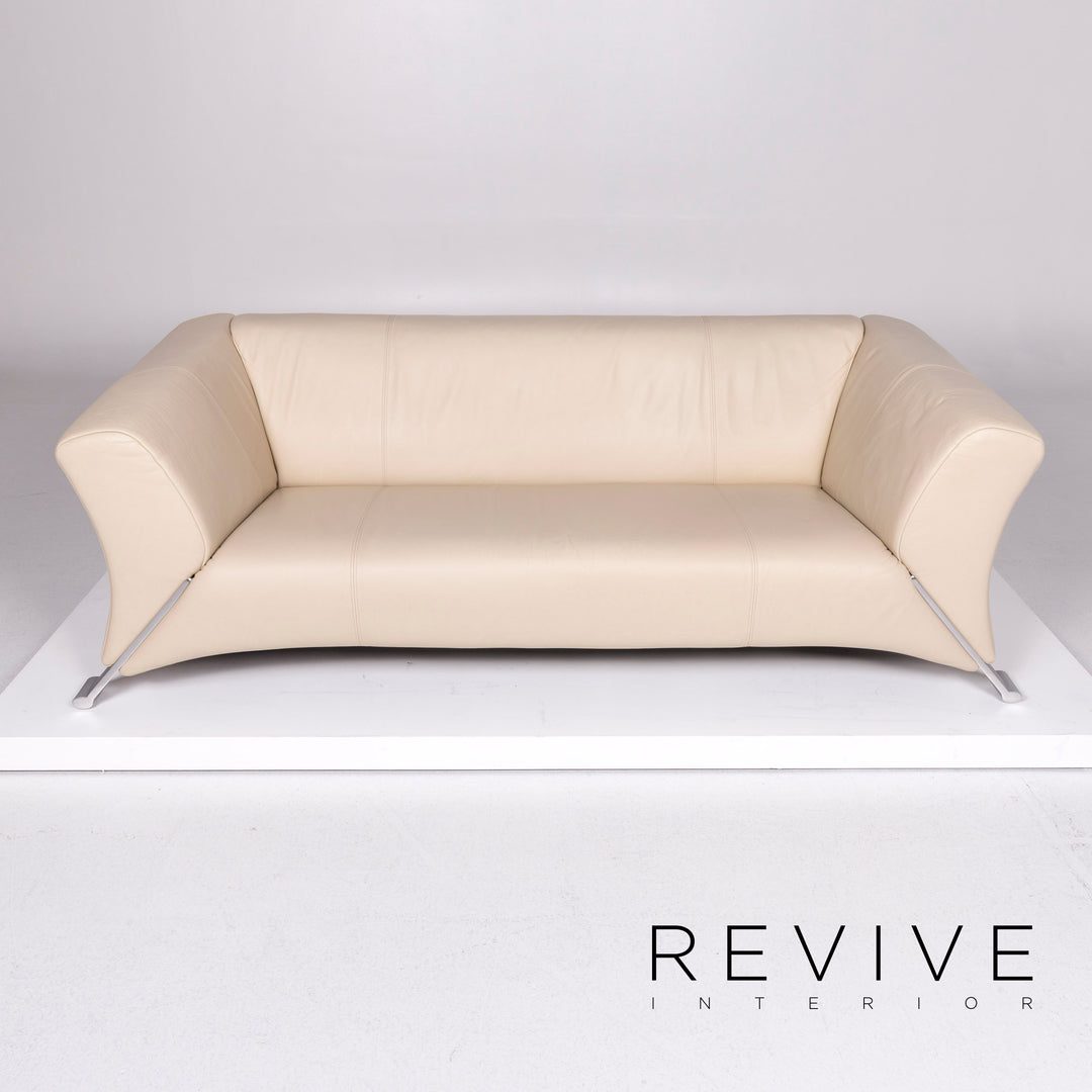 Rolf Benz 322 Leder Sofa Garnitur Beige Dreisitzer Zweisitzer Hocker #10830