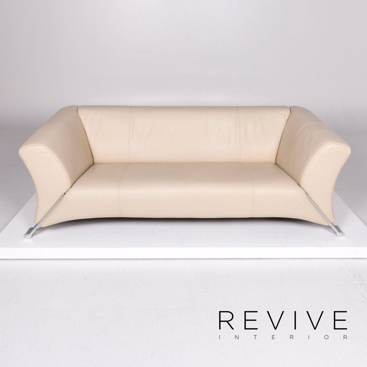 Rolf Benz 322 Leder Sofa Garnitur Beige Dreisitzer Zweisitzer Hocker #10830