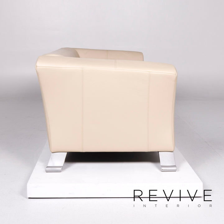 Rolf Benz 322 Leder Sofa Garnitur Beige Dreisitzer Zweisitzer Hocker #10830