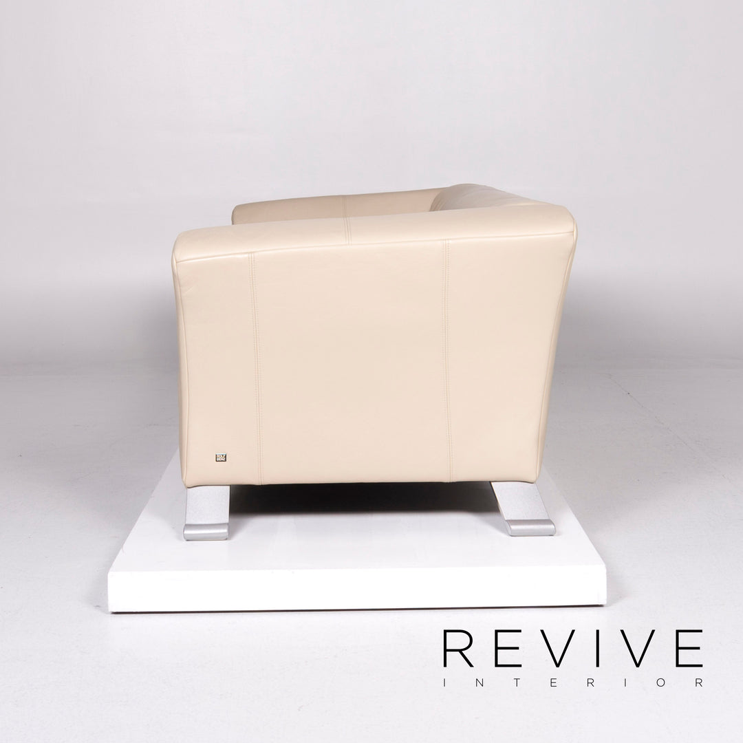 Rolf Benz 322 Leder Sofa Garnitur Beige Dreisitzer Zweisitzer Hocker #10830