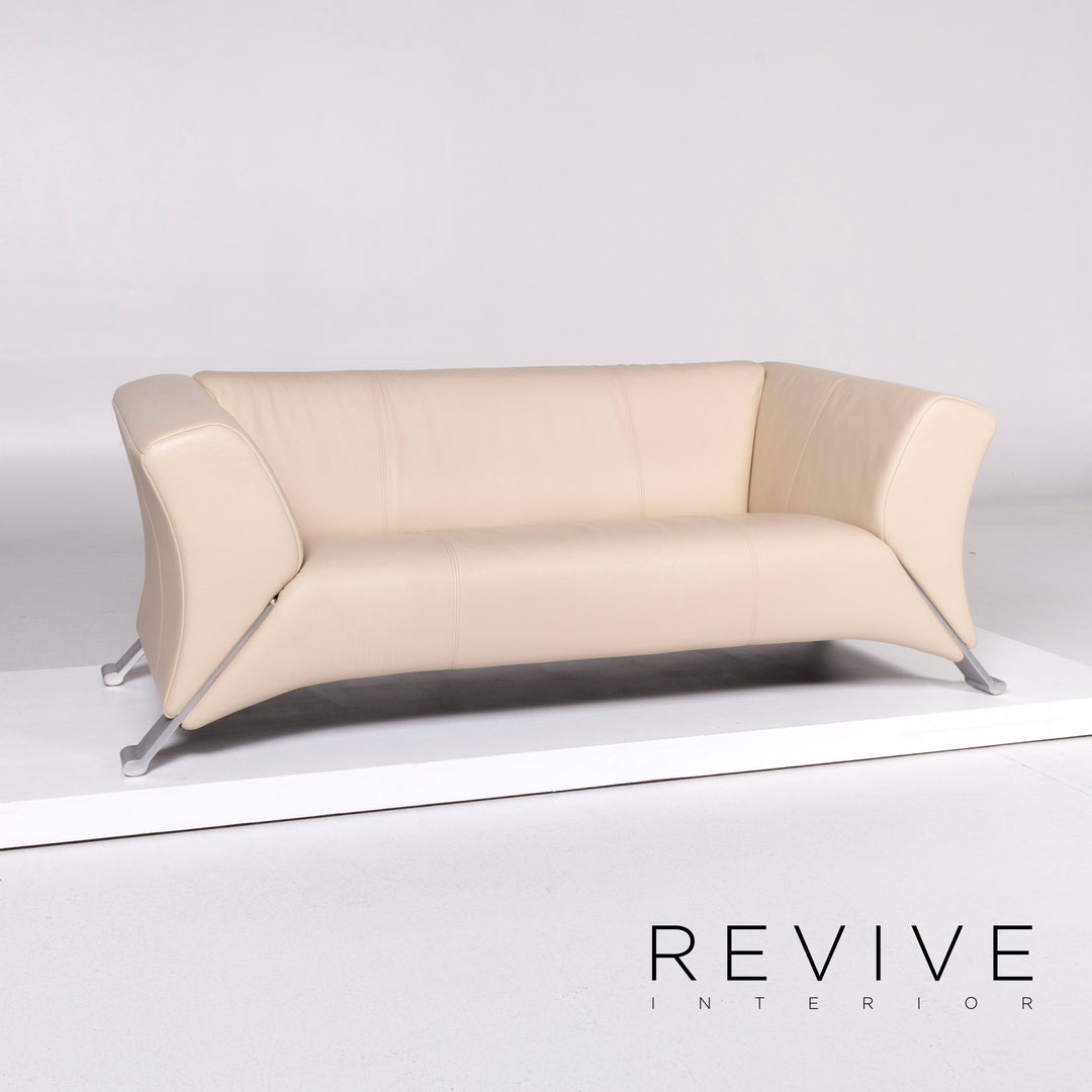 Rolf Benz 322 Leder Sofa Garnitur Beige Dreisitzer Zweisitzer Hocker #10830