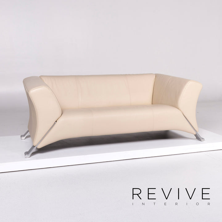 Rolf Benz 322 Leder Sofa Garnitur Beige Dreisitzer Zweisitzer Hocker #10830
