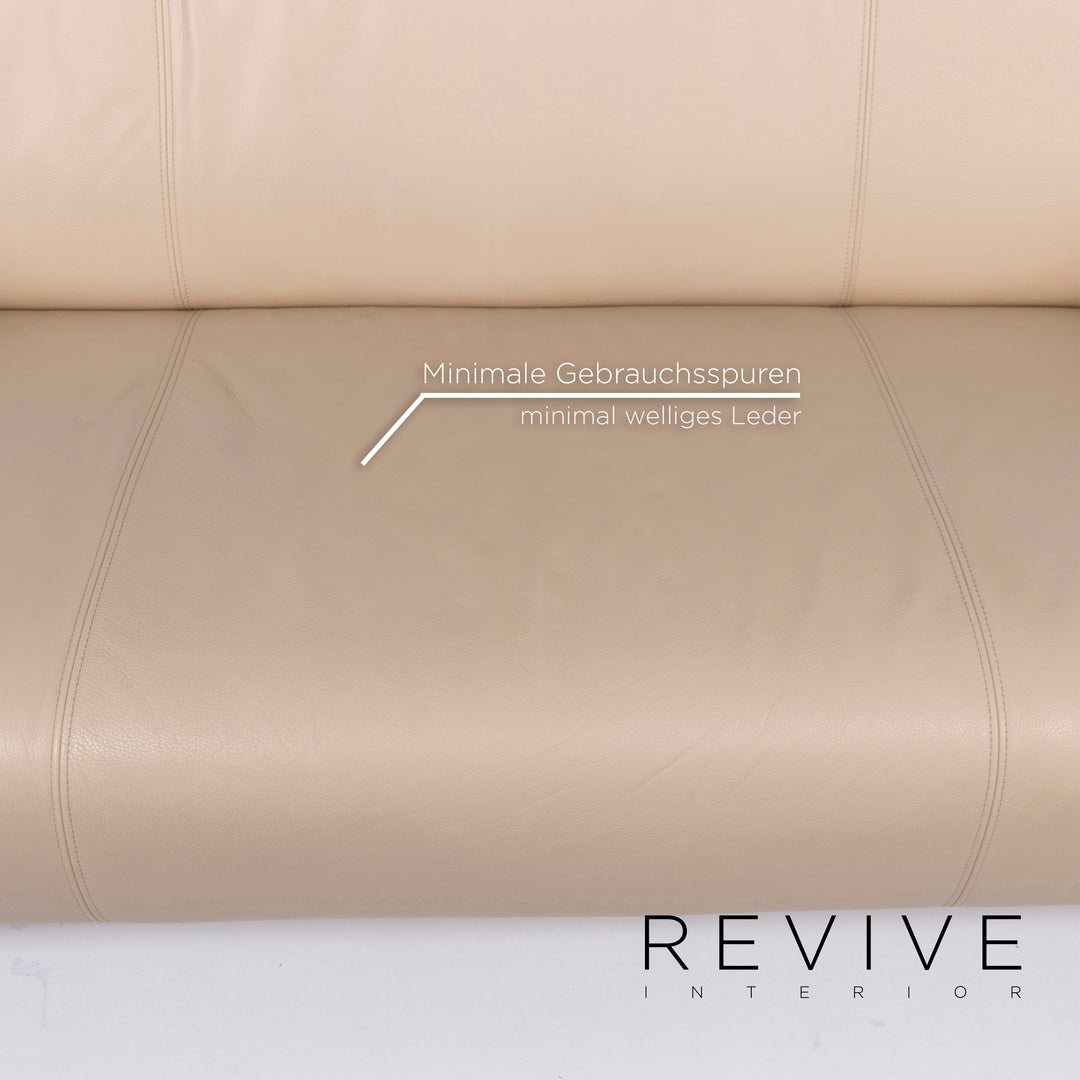 Rolf Benz 322 Leder Sofa Garnitur Beige Dreisitzer Zweisitzer Hocker #10830