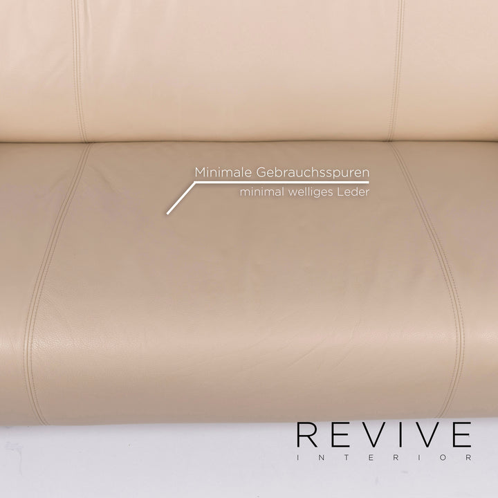 Rolf Benz 322 Leder Sofa Garnitur Beige Dreisitzer Zweisitzer Hocker #10830