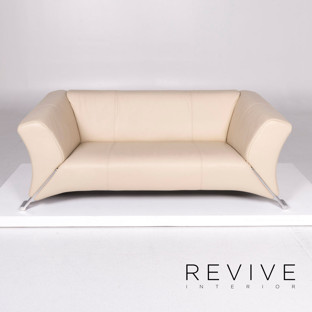 Rolf Benz 322 Leder Sofa Garnitur Beige Dreisitzer Zweisitzer Hocker #10830