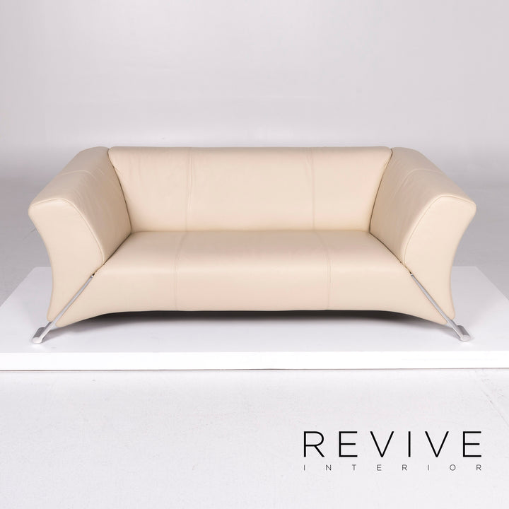 Rolf Benz 322 Leder Sofa Garnitur Beige Dreisitzer Zweisitzer Hocker #10830