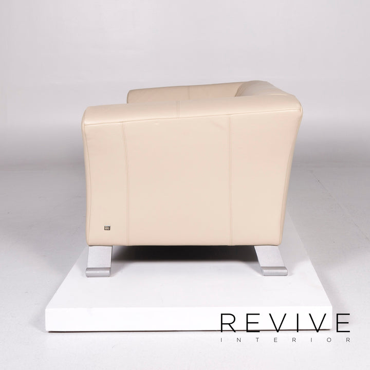 Rolf Benz 322 Leder Sofa Garnitur Beige Dreisitzer Zweisitzer Hocker #10830