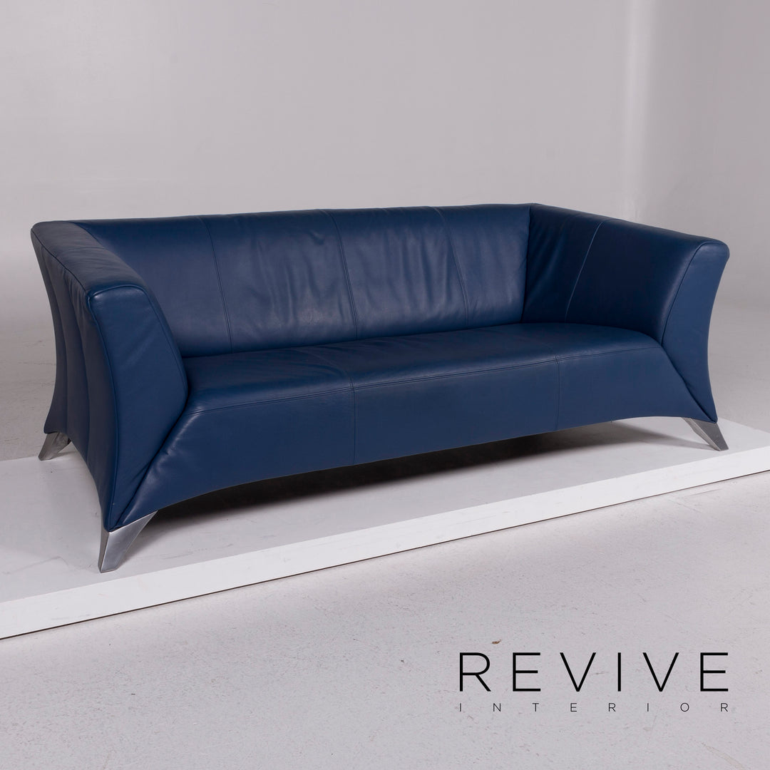 Rolf Benz 322 leather sofa blue three-seater #11727