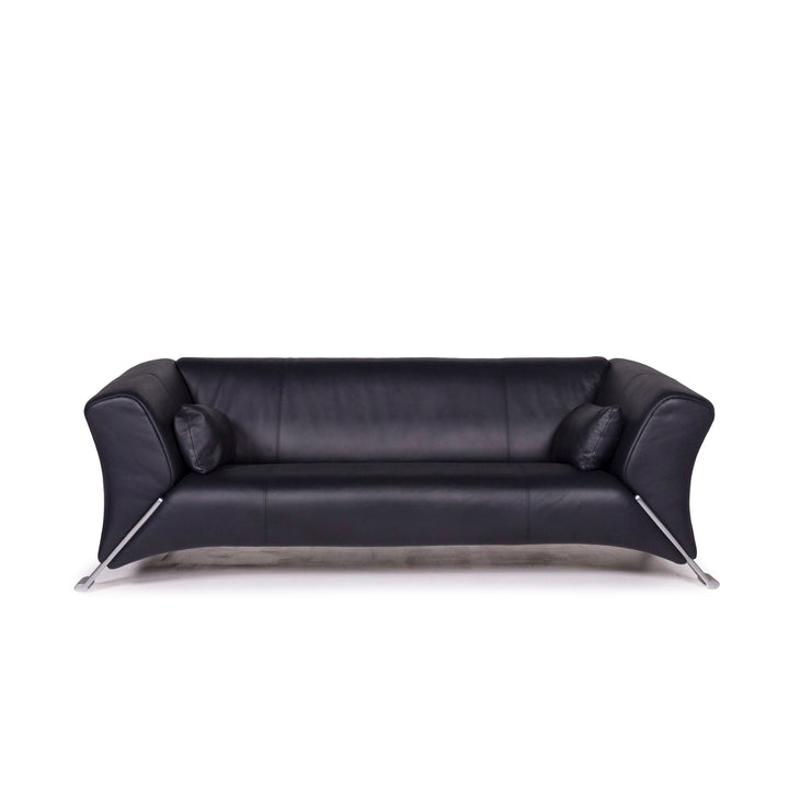Rolf Benz 322 leather sofa blue dark blue three-seater couch #12078