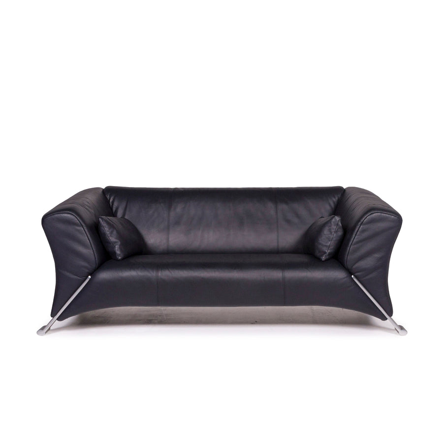 Rolf Benz 322 Leder Sofa Blau Dunkelblau Zweisitzer Couch #12081