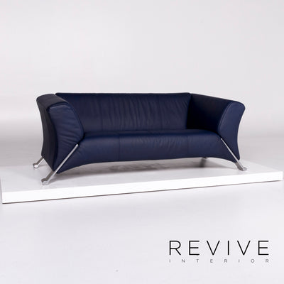Rolf Benz 322 Leder Sofa Blau Zweisitzer Couch #10517
