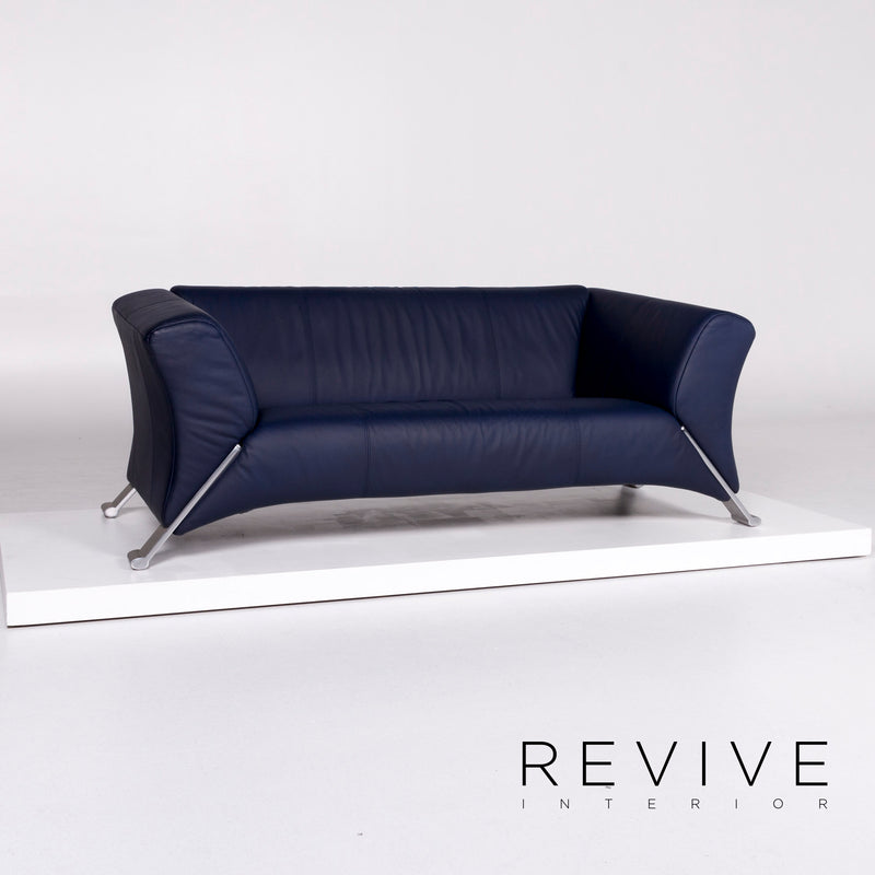 Rolf Benz 322 Leder Sofa Blau Zweisitzer Couch 