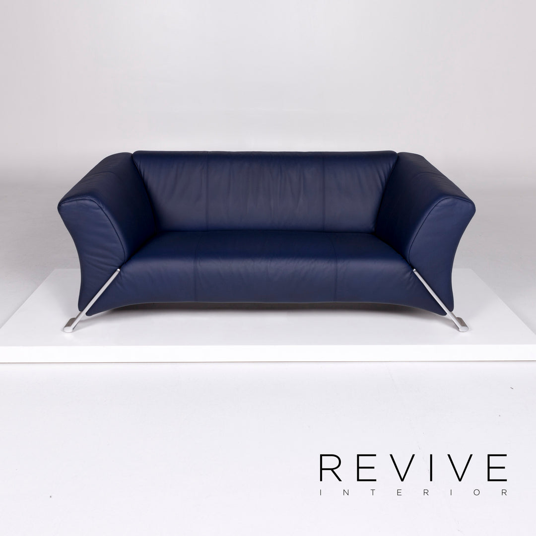 Rolf Benz 322 Leder Sofa Garnitur Blau 1x Zweisitzer 1x Sessel #10652