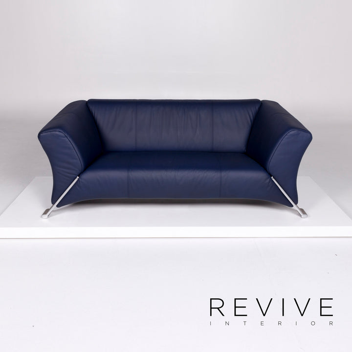 Rolf Benz 322 Leder Sofa Garnitur Blau 1x Zweisitzer 1x Sessel #10652