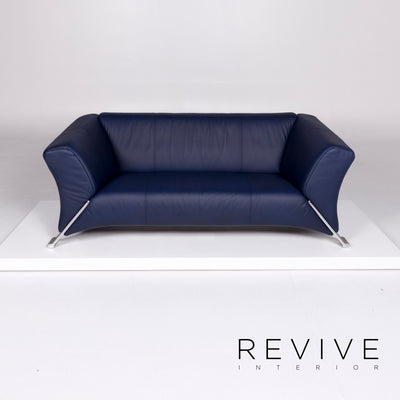 Rolf Benz 322 Leder Sofa Blau Zweisitzer Couch #10517