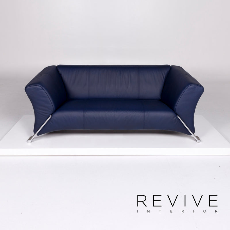 Rolf Benz 322 Leder Sofa Blau Zweisitzer Couch 