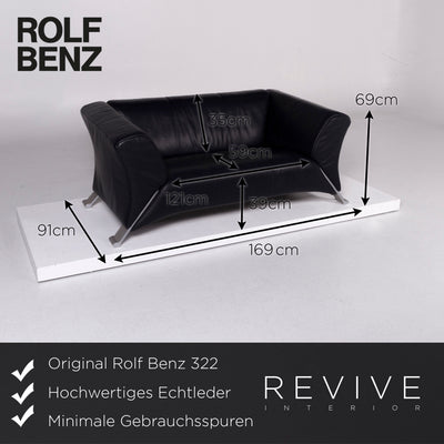 Rolf Benz 322 Leder Sofa Blau Zweisitzer #10945