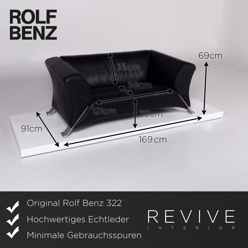 Rolf Benz 322 Leder Sofa Blau Zweisitzer 