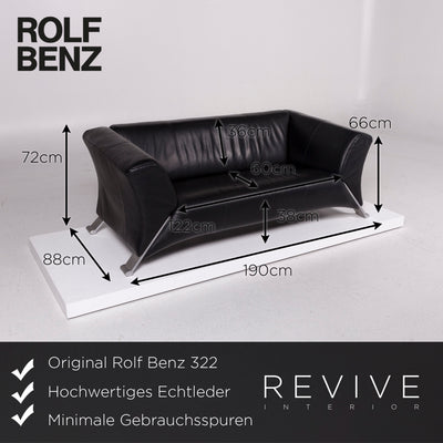 Rolf Benz 322 Leder Sofa Garnitur Schwarz 1x Dreisitzer 1x Zweisitzer Couch #12029