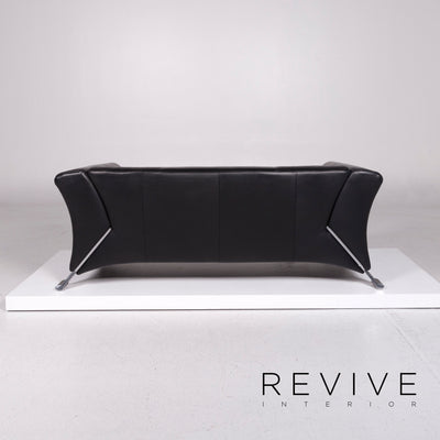Rolf Benz 322 Leder Sofa Schwarz Dreisitzer Couch #11833