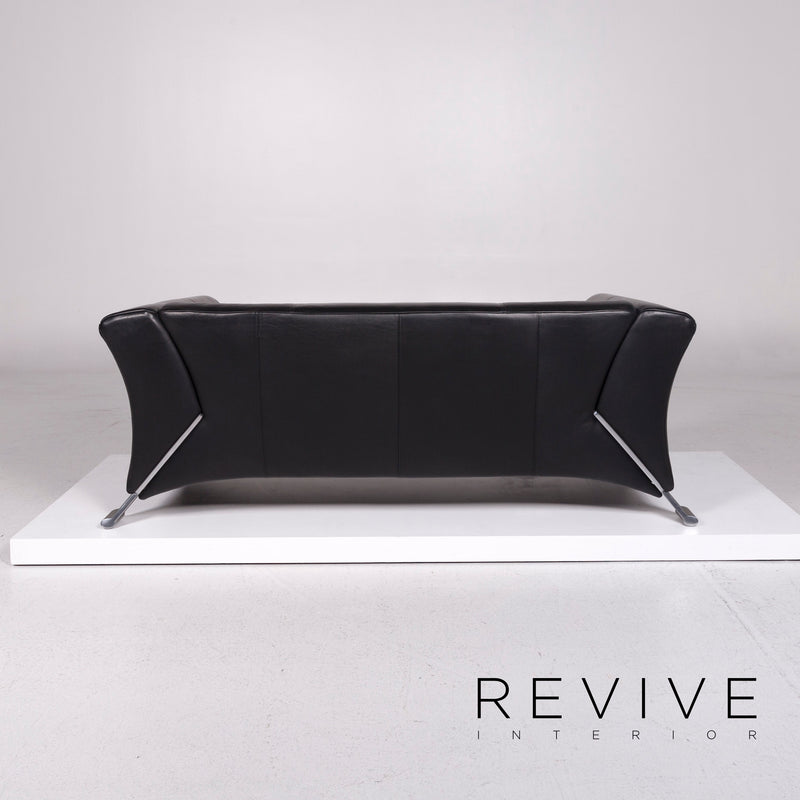 Rolf Benz 322 Leder Sofa Schwarz Dreisitzer Couch 