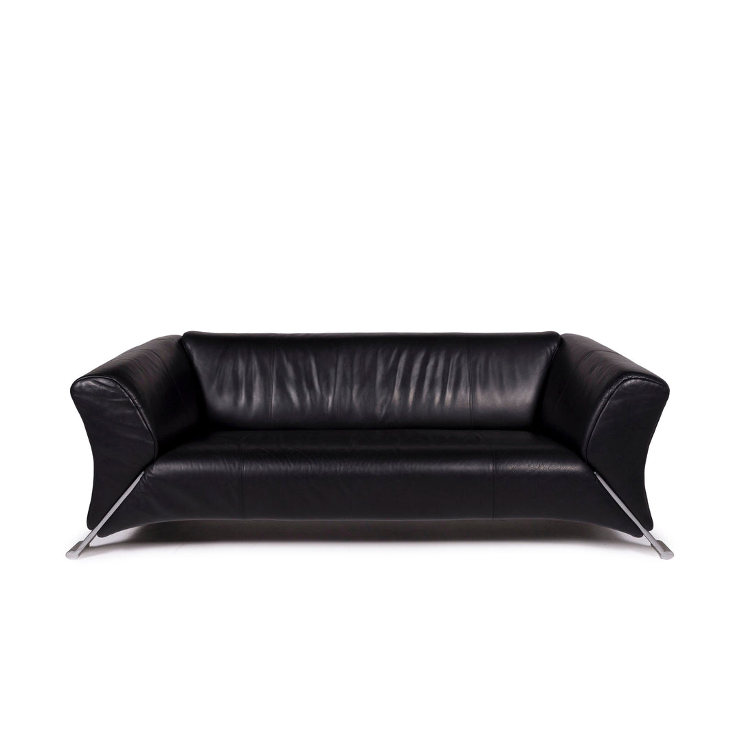 Rolf Benz 322 Leder Sofa Schwarz Dreisitzer Couch #11843