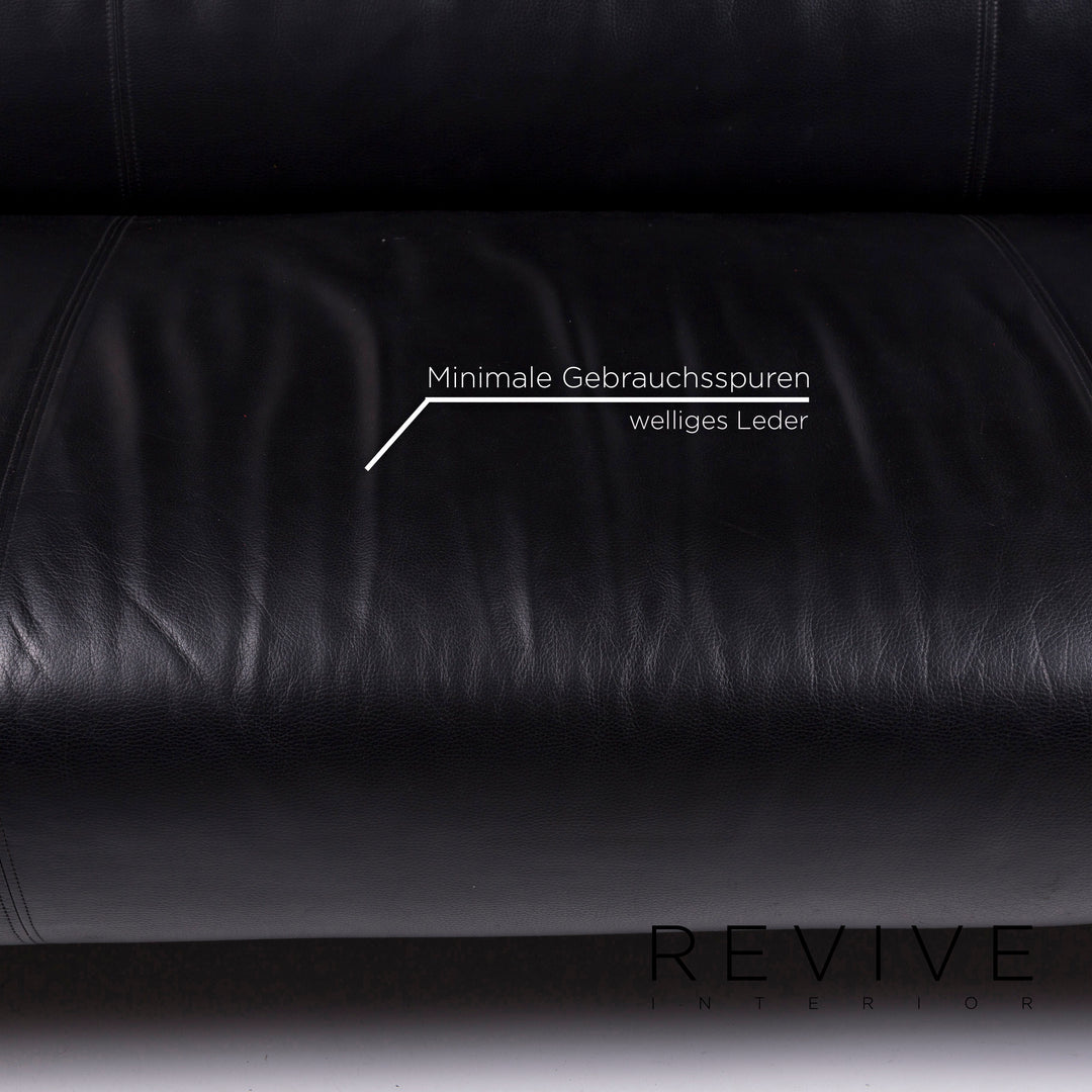 Rolf Benz 322 Leder Sofa Schwarz Zweisitzer Couch #10491