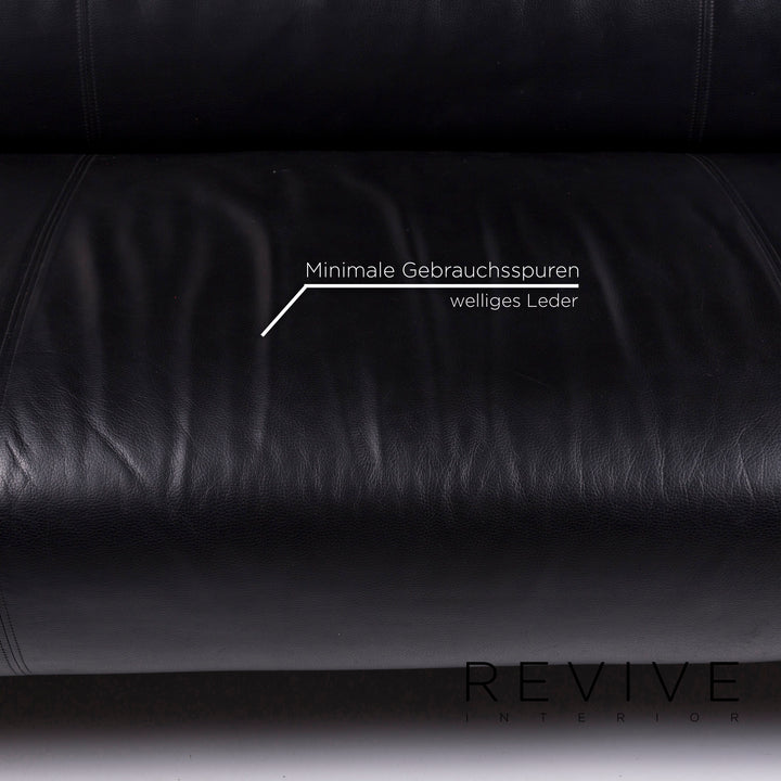 Rolf Benz 322 Leder Sofa Schwarz Zweisitzer Couch #10491