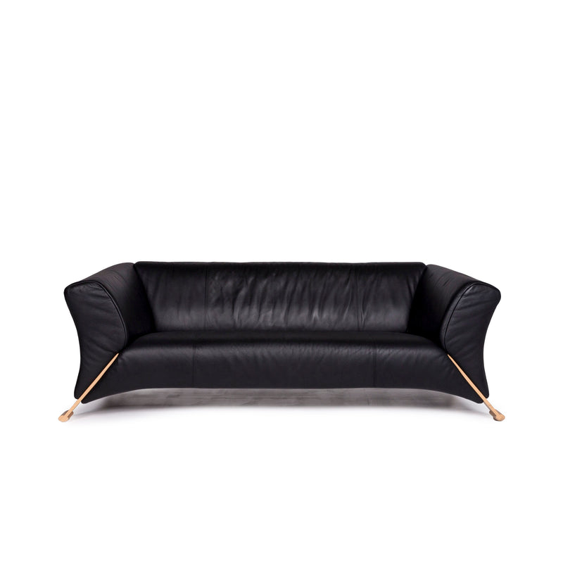 Rolf Benz 322 Leder Sofa Schwarz Zweisitzer Couch 