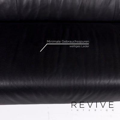 Rolf Benz 322 Leder Sofa Schwarz Zweisitzer Couch #10727