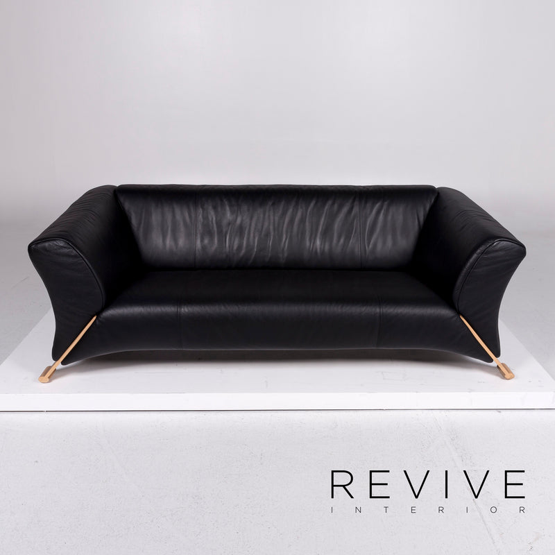 Rolf Benz 322 Leder Sofa Schwarz Zweisitzer Couch 