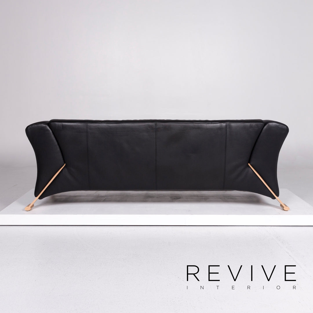 Rolf Benz 322 Leder Sofa Garnitur Schwarz 1x Dreisitzer 1x Zweisitzer #10997