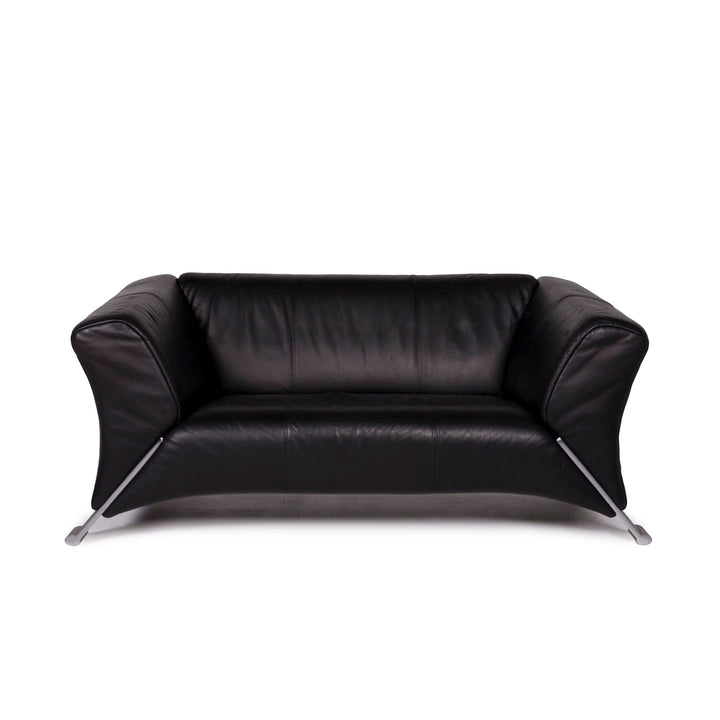 Rolf Benz 322 Leder Sofa Schwarz Zweisitzer Couch #11722