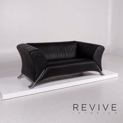 Rolf Benz 322 Leder Sofa Garnitur Schwarz 1x Dreisitzer 1x Zweisitzer Couch #12029