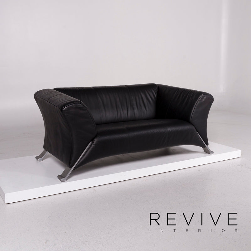Rolf Benz 322 Leder Sofa Garnitur Schwarz 1x Dreisitzer 1x Zweisitzer Couch 