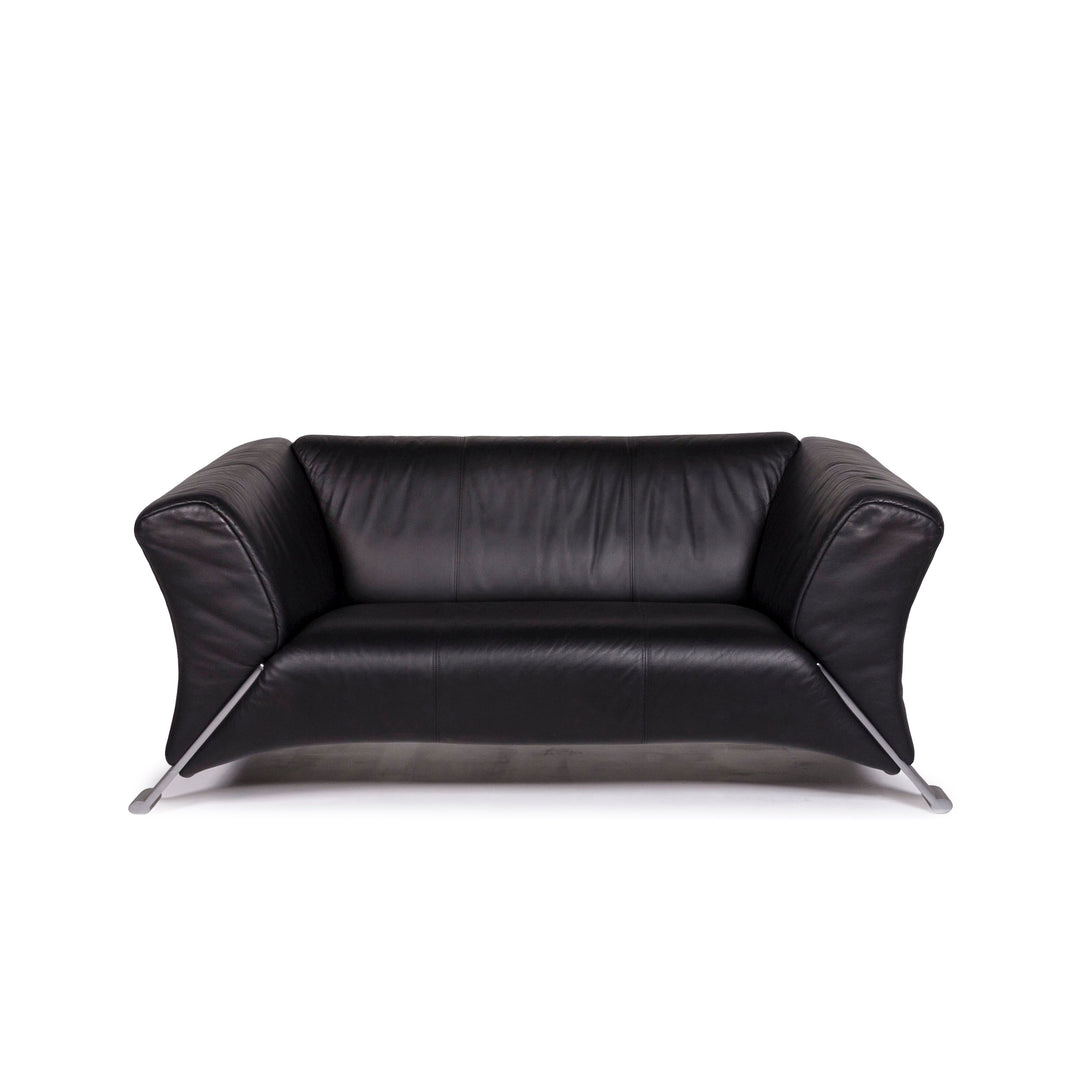 Rolf Benz 322 Leder Sofa Schwarz Zweisitzer Couch #11835