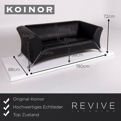 Rolf Benz 322 Leder Sofa Schwarz Zweisitzer #11972