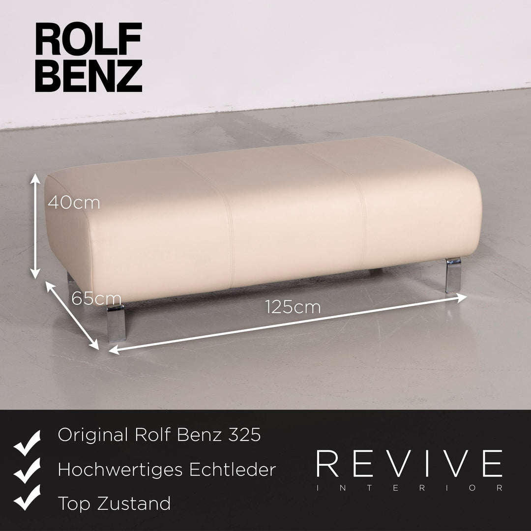 Rolf Benz 325 designer leather sofa stool set beige real leather three-seater couch #7309
