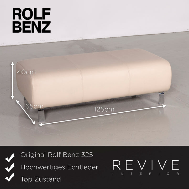 Rolf Benz 325 designer leather sofa stool set beige real leather three-seater couch #7309