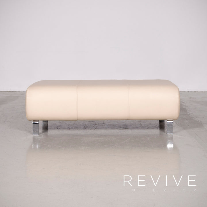 Rolf Benz 325 designer leather sofa stool set beige real leather three-seater couch #7309