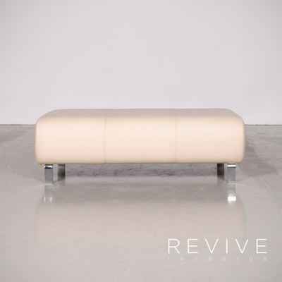 Rolf Benz 325 Designer Leder Sofa Hocker Garnitur Beige Echtleder Dreisitzer Couch #7309
