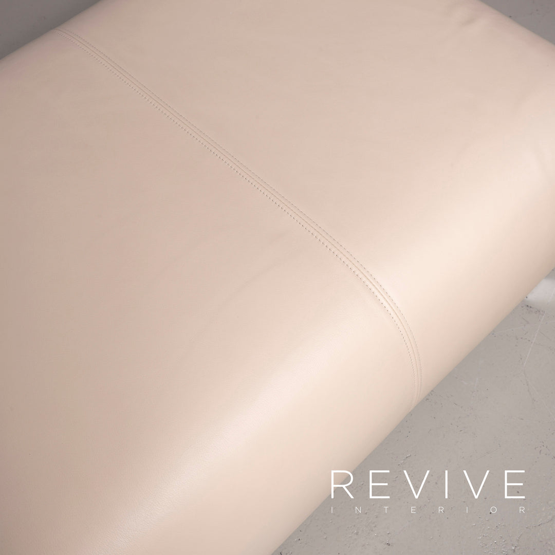 Rolf Benz 325 designer leather sofa stool set beige real leather three-seater couch #7309