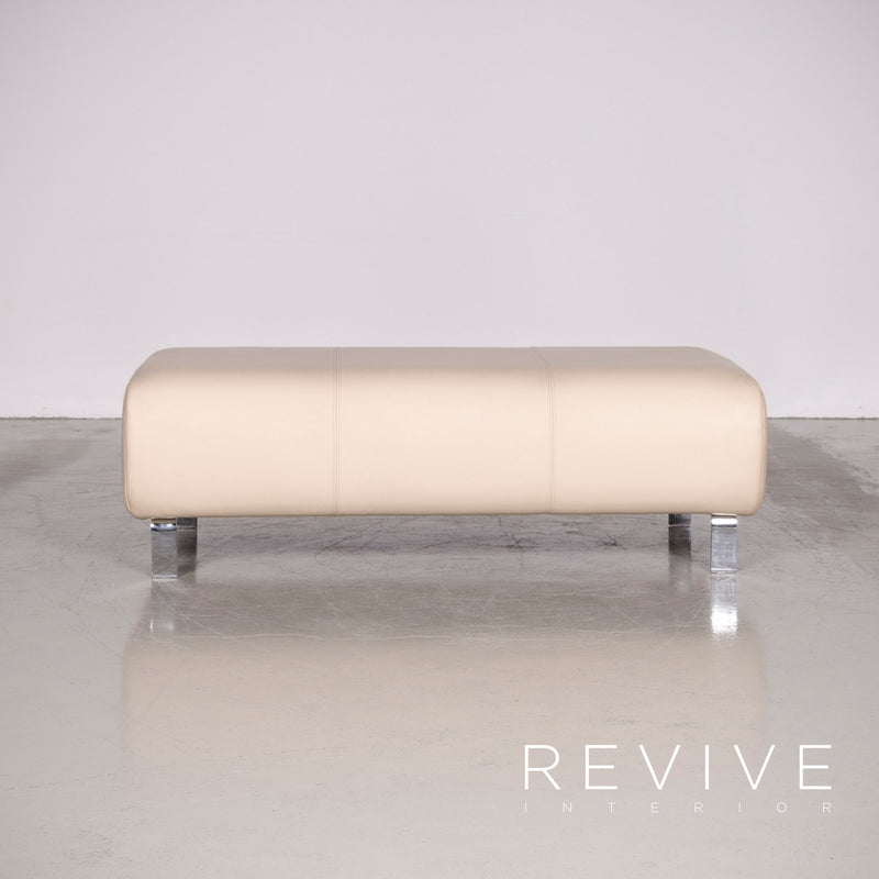 Rolf Benz 325 Designer Leder Sofa Hocker Garnitur Beige Echtleder Dreisitzer Couch 