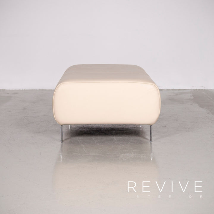 Rolf Benz 325 designer leather sofa stool set beige real leather three-seater couch #7309