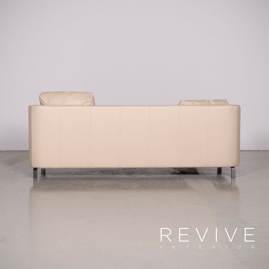 Rolf Benz 325 designer leather sofa stool set beige real leather three-seater couch #7309