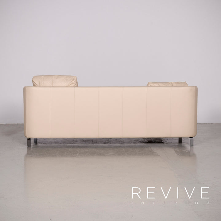Rolf Benz 325 designer leather sofa stool set beige real leather three-seater couch #7309