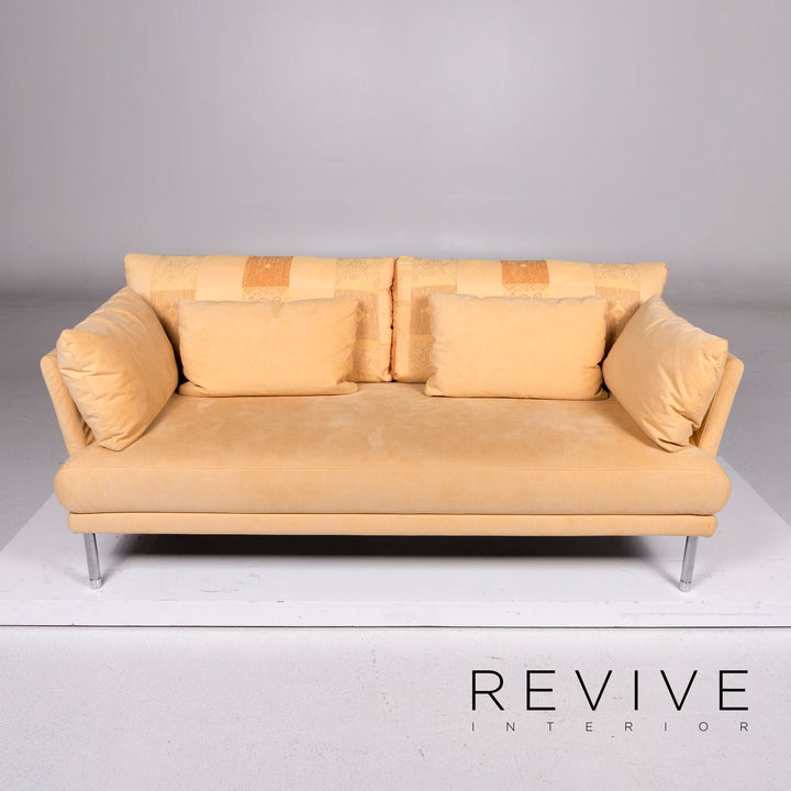 Rolf Benz 3800 fabric sofa yellow three-seater function couch #11140