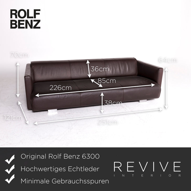 Rolf Benz 6300 Designer Leder Sofa Braun Dreisitzer Couch 
